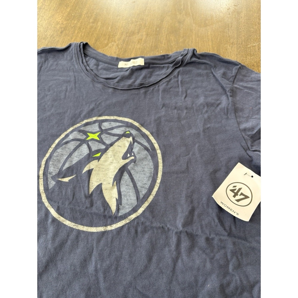 New Minnesota Timberwolves '47 Brand Navy Distressed Logo Tee Womens XL